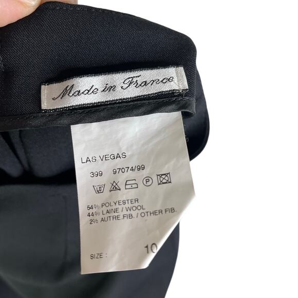 Bernard Zins Paris Pants Womens 10 Black Wool Hi-Rise Flat Front Classic Office - Picture 7 of 8